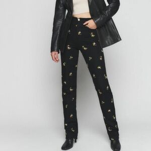Reformation Cynthia high rise straight jeans in Priscilla embroidered - S24 New